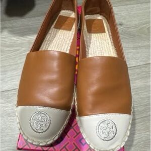 Tory Burch Color-Block Flat Espadrilles – Ambra / Dulce de Leche (Size 7.5)